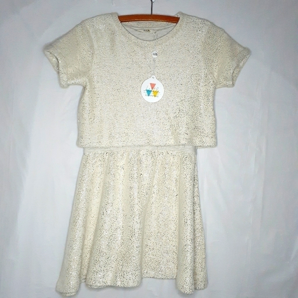 Little Eleven Paris Girls Silver Sparkles Dress Size 10Y